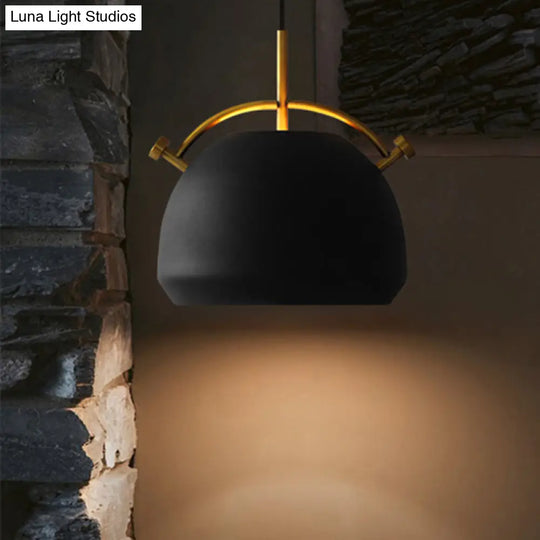 Retro Dome Shade Hanging Ceiling Light - Stylish Metal Pendant Lamp In Black/White 10/11/13 Width