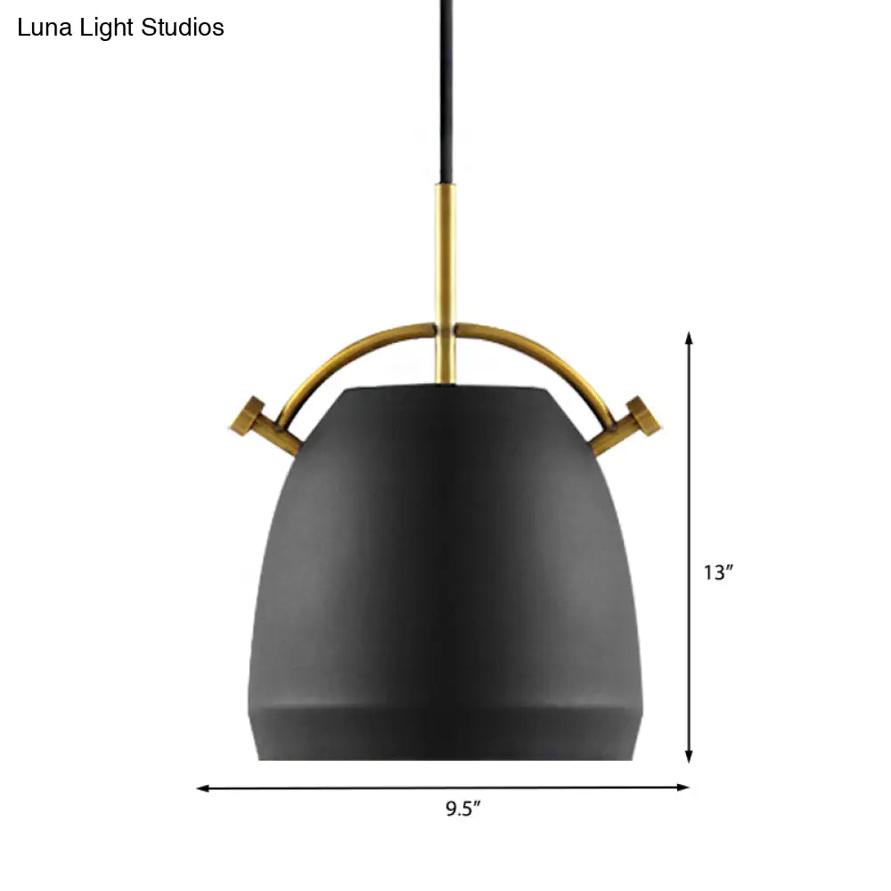 Retro Dome Shade Hanging Ceiling Light - Stylish Metal Pendant Lamp In Black/White 10/11/13 Width