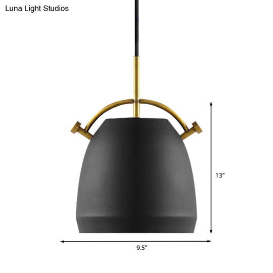 Retro Dome Shade Hanging Ceiling Light - Stylish Metal Pendant Lamp In Black/White 10/11/13 Width