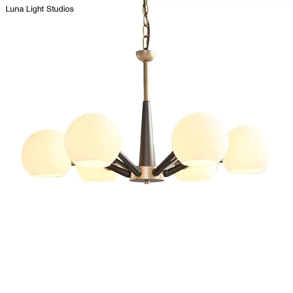 Retro Dome Shade Hanging Chandelier With Burst Design - 6-Light Lounge Pendant