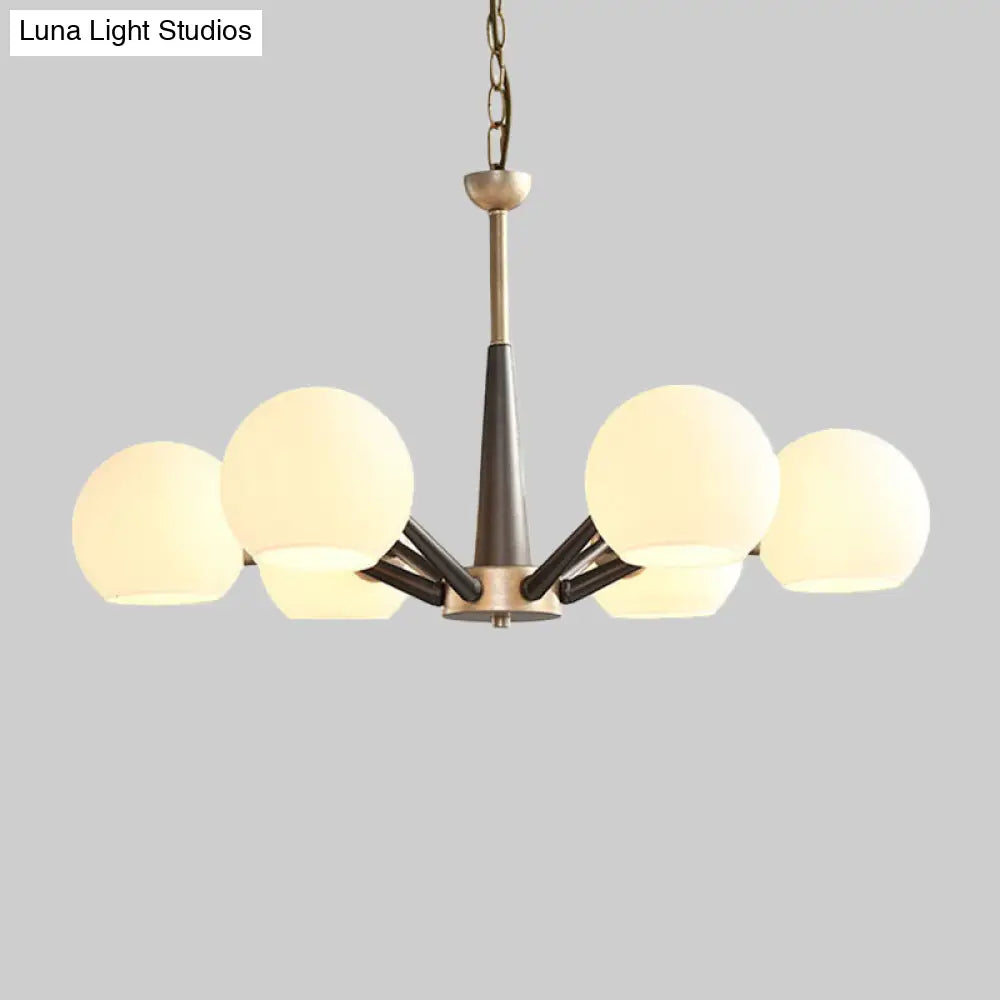 Retro Dome Shade Hanging Chandelier With Burst Design - 6-Light Lounge Pendant