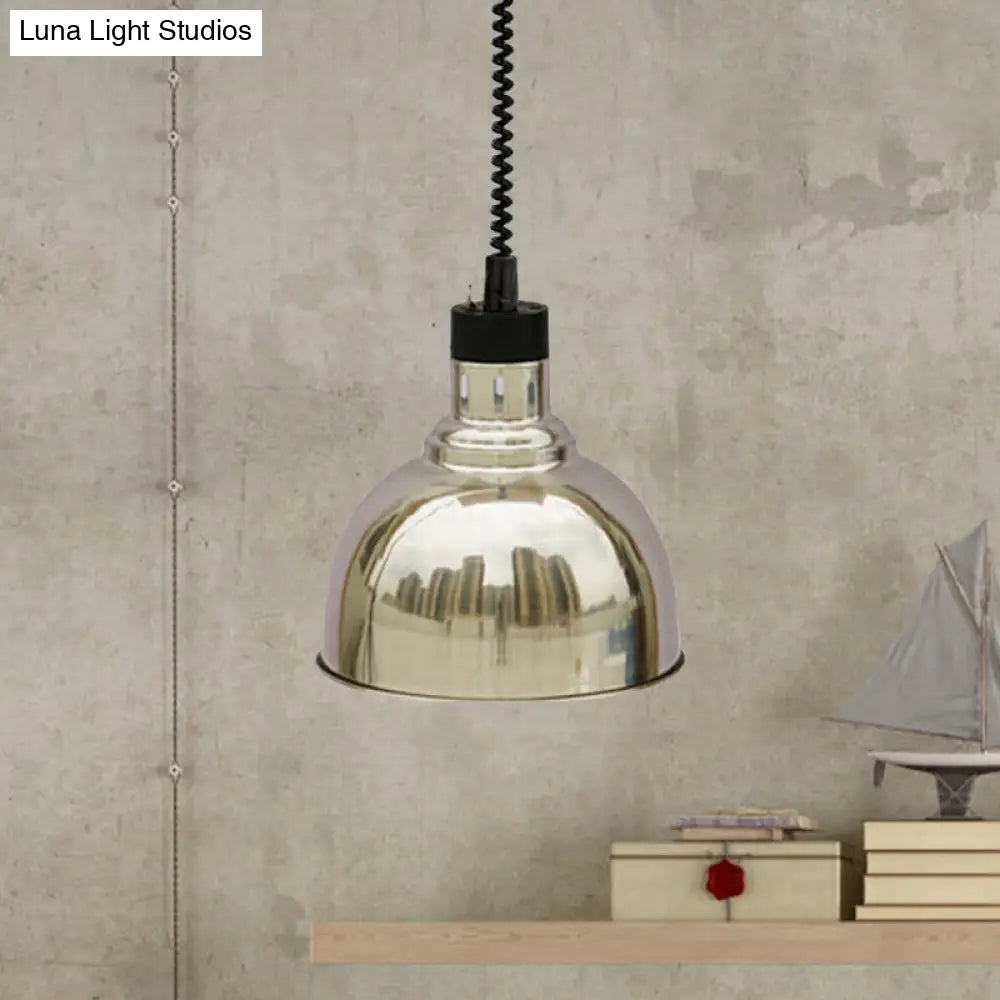 Retro Stylish Dome Suspension Light - Extendable Bronze/Copper Pendant Lighting For Indoor Spaces