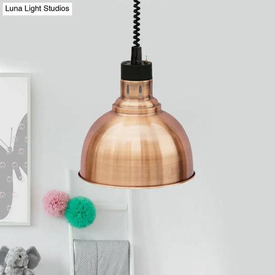 Retro Stylish Dome Suspension Light - Extendable Bronze/Copper Pendant Lighting For Indoor Spaces