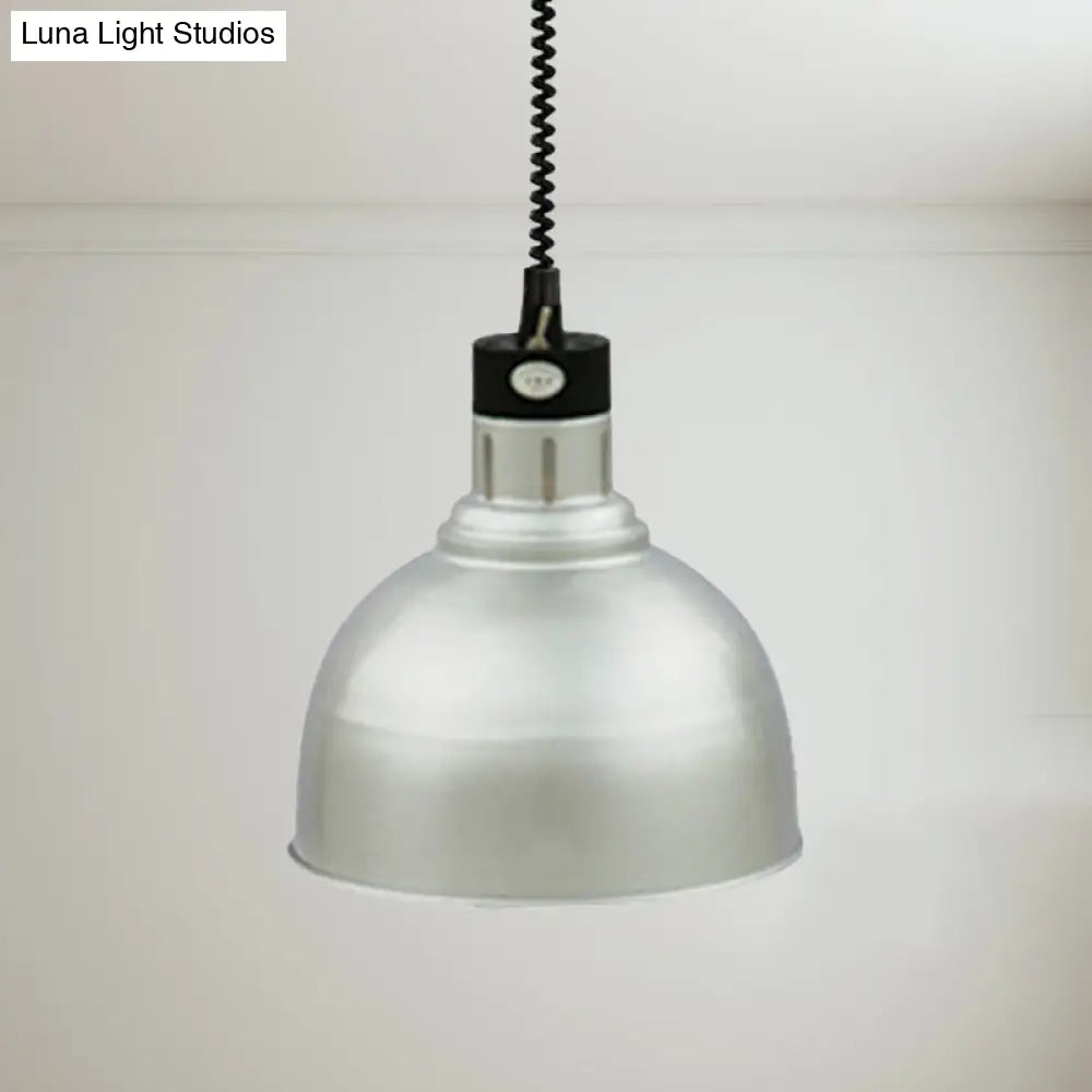Retro Dome Suspension Light: Stylish Extendable 1-Head Metal Pendant In Bronze/Copper - Indoor