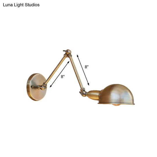 Retro Dome Wall Sconce - Brass/Chrome Swing Arm Metal Lighting For Bathroom