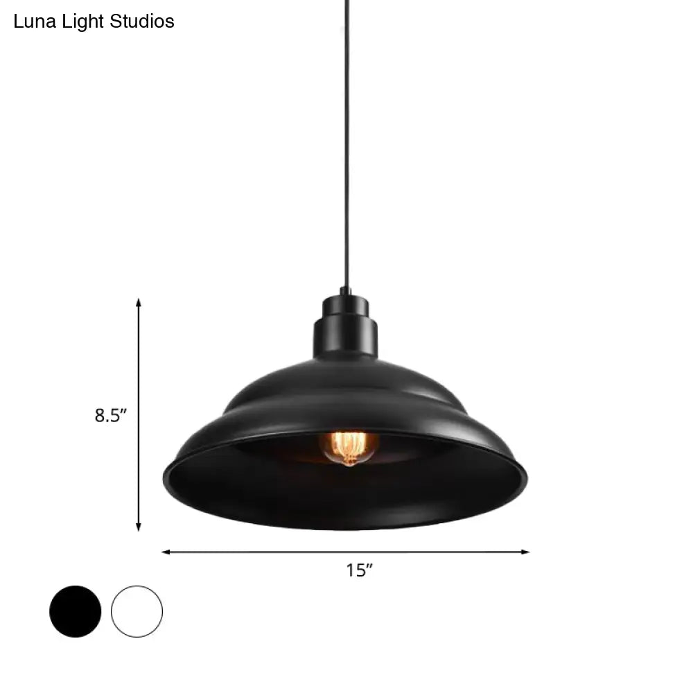Retro Double Bubble Pendant Lamp: Metallic 1-Light Hanging Ceiling Light In Black/White For Coffee
