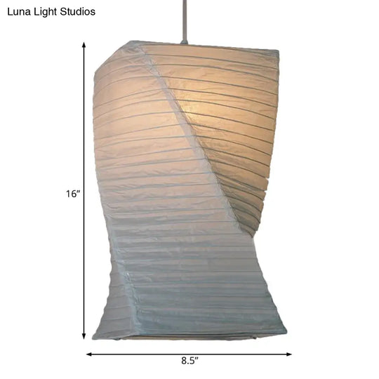 Retro Fabric Lantern Ceiling Pendant Light - 1 White Hanging Lamp Kit 8.5’/10.5’/11.5’ Wide