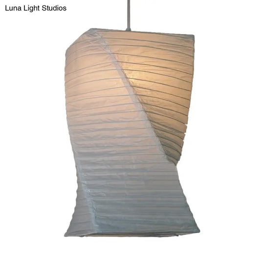 Retro Fabric Lantern Ceiling Pendant - 1-Light White Lamp Kit In 3 Sizes