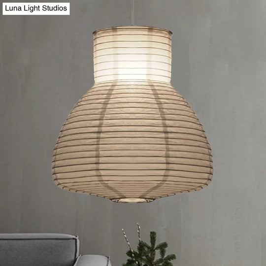 Retro Fabric Lantern Ceiling Pendant - 1-Light White Lamp Kit In 3 Sizes / 11.5