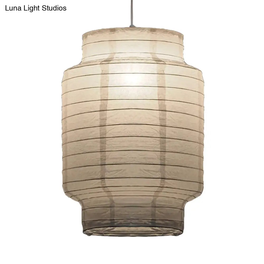 Retro Fabric Lantern Ceiling Pendant - 1-Light White Lamp Kit In 3 Sizes