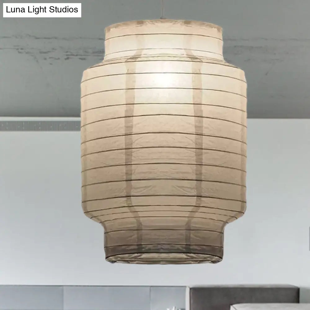 Retro Fabric Lantern Ceiling Pendant Light - 1 White Hanging Lamp Kit 8.5’/10.5’/11.5’ Wide