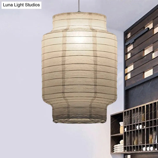 Retro Fabric Lantern Ceiling Pendant Light - 1 White Hanging Lamp Kit 8.5’/10.5’/11.5’ Wide