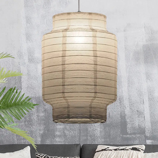 Retro Fabric Lantern Ceiling Pendant Light - 1 White Hanging Lamp Kit 8.5’/10.5’/11.5’ Wide / 10.5’