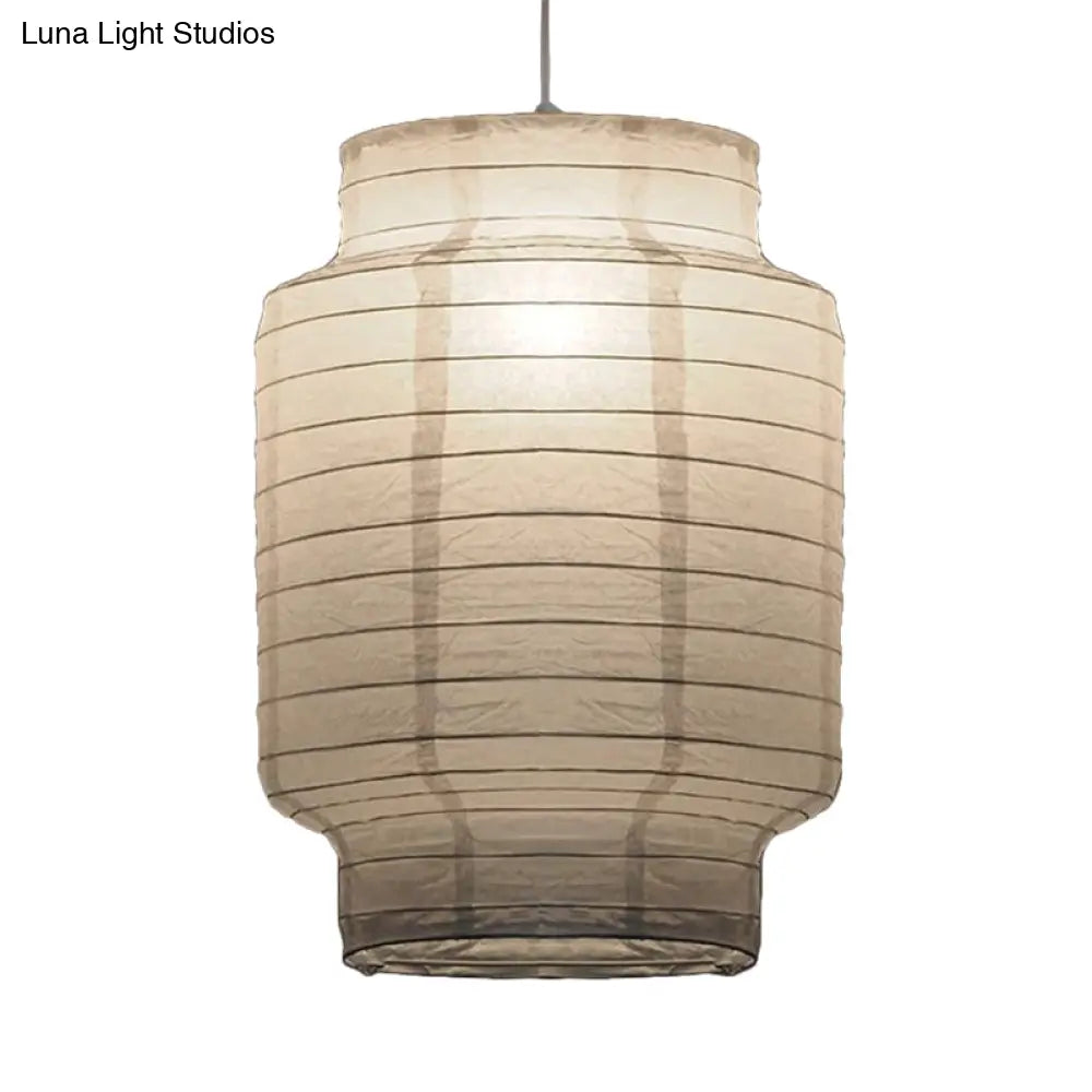 Retro Fabric Lantern Ceiling Pendant Light - 1 White Hanging Lamp Kit 8.5’/10.5’/11.5’ Wide