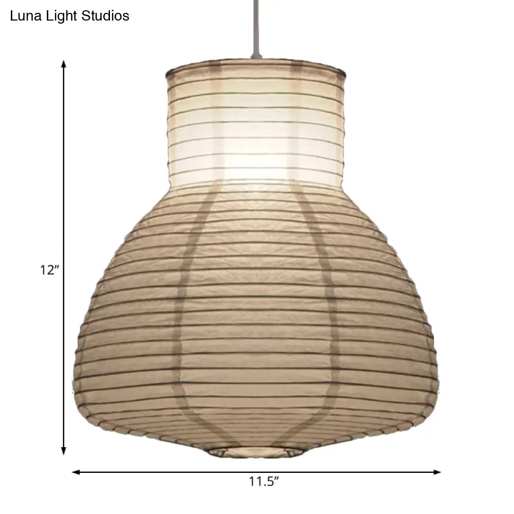 Retro Fabric Lantern Ceiling Pendant Light - 1 White Hanging Lamp Kit 8.5’/10.5’/11.5’ Wide