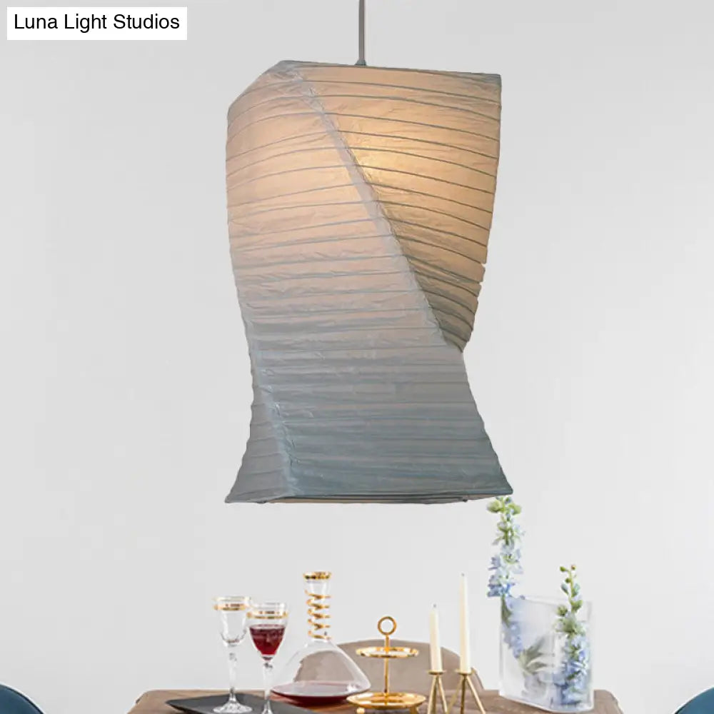 Retro Fabric Lantern Ceiling Pendant Light - 1 White Hanging Lamp Kit 8.5’/10.5’/11.5’ Wide