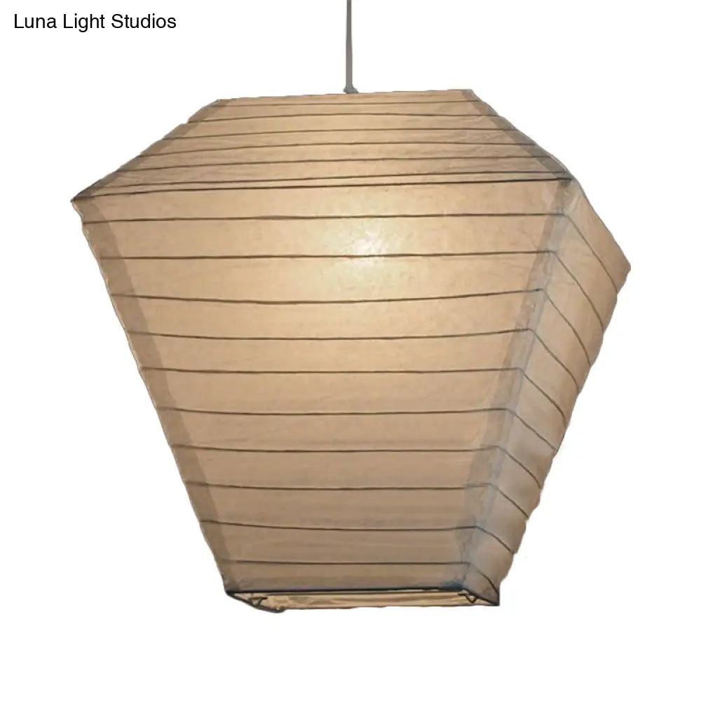 Retro Fabric Lantern Ceiling Pendant Light - 1 White Hanging Lamp Kit 8.5’/10.5’/11.5’ Wide