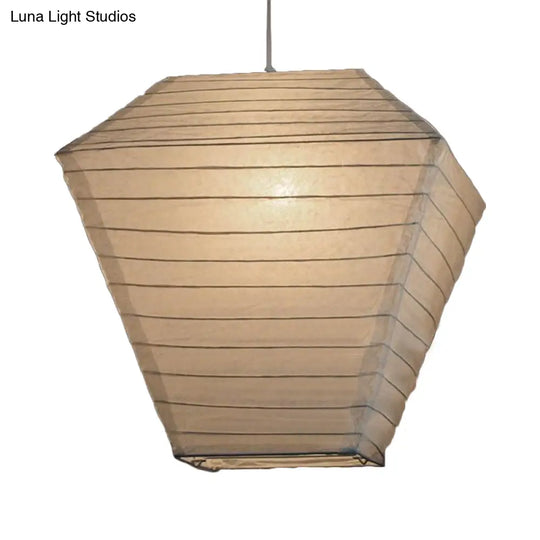 Retro Fabric Lantern Ceiling Pendant Light - 1 White Hanging Lamp Kit 8.5’/10.5’/11.5’ Wide