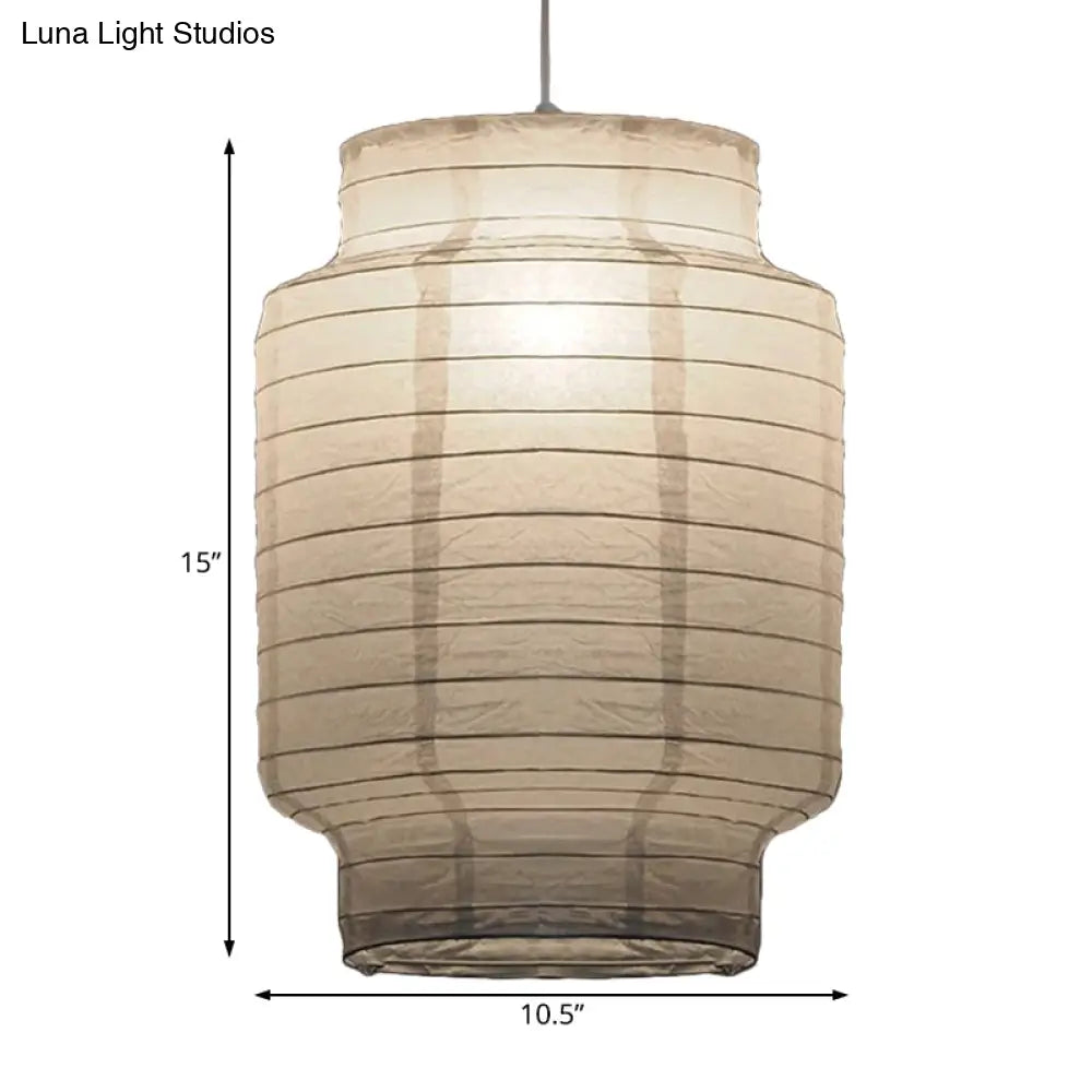 Retro Fabric Lantern Ceiling Pendant Light - 1 White Hanging Lamp Kit 8.5’/10.5’/11.5’ Wide