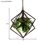 Retro Geometric Ceiling Light With Plant Led Bulb And Black Finish - 18’/21.5’ Wide