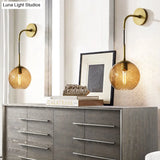 Retro Glass Globe Wall Lamp: Pink/Yellow/Blue With Brass Finish