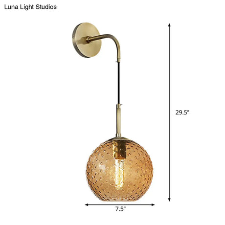 Retro Glass Globe Wall Lamp: Pink/Yellow/Blue With Brass Finish
