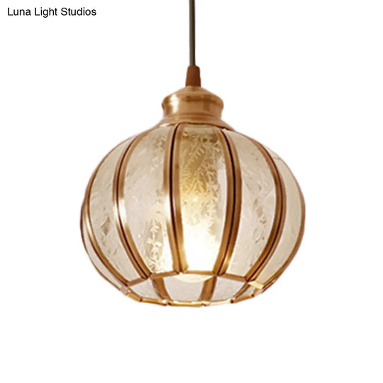 Retro Glass Pendant Light With Textured Sphere Cluster And Brass Finish - Round Or Linear Canopy 1/3