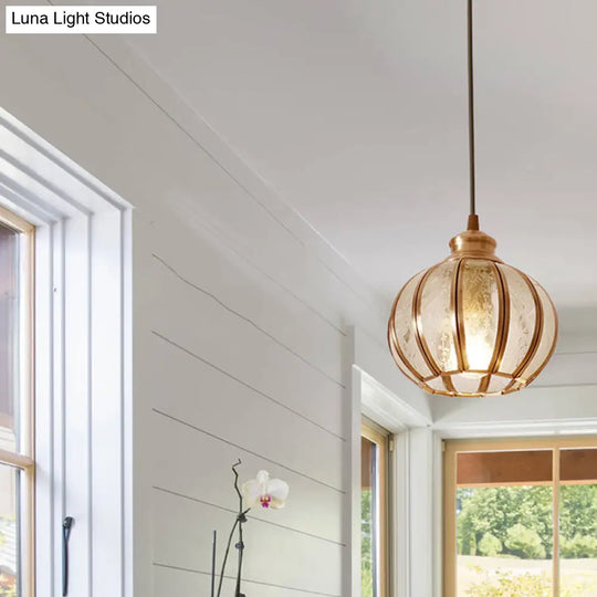 Retro Glass Pendant Light With Textured Sphere Cluster And Brass Finish - Round Or Linear Canopy 1/3