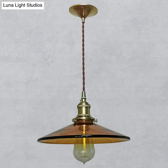 Retro Glass Shade Pendant Light With Brown Finish - Ideal For Living Room Tan / 9.5