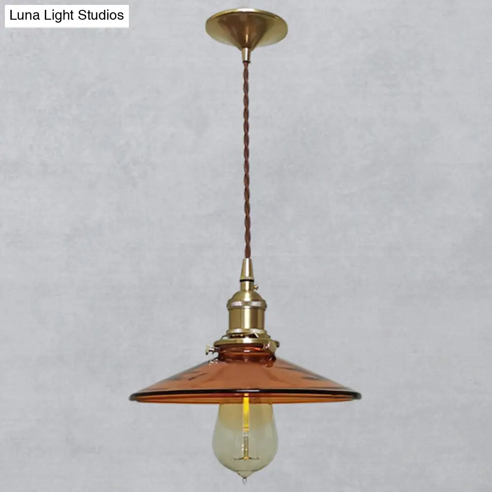 Retro Glass Shade Pendant Light With Brown Finish - Ideal For Living Room Tan / 8.5