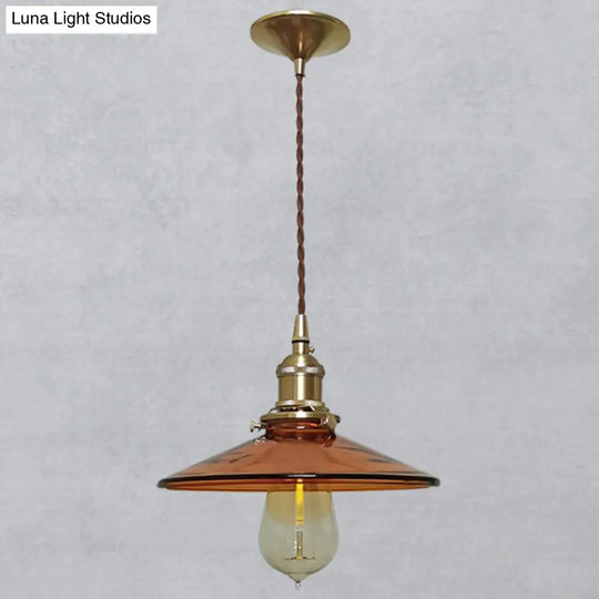 Retro Glass Shade Pendant Light With Brown Finish - Ideal For Living Room Tan / 8.5