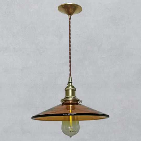 Retro Glass Shade Pendant Light Fixture For Living Room - Brown Pan With 1 Tan / 9.5’