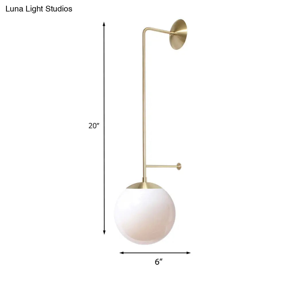 Retro Globe Wall Lamp - 1-Light Clear/White Glass Shade Brass/Black Living Room Sconce Light