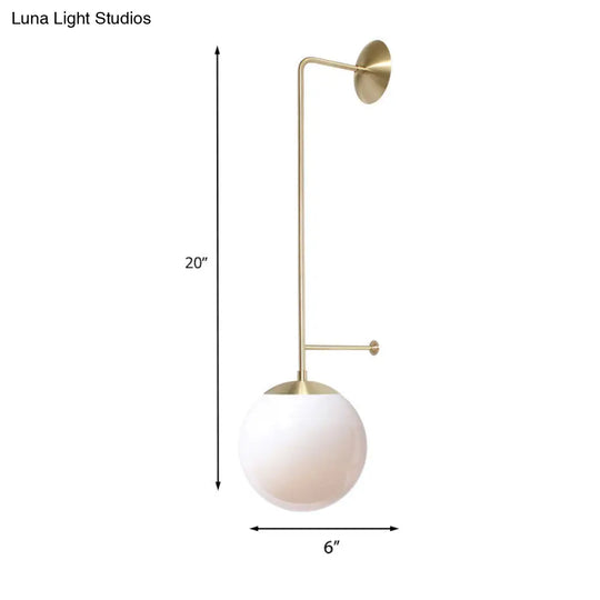 Retro Globe Wall Lamp - 1-Light Clear/White Glass Shade Brass/Black Living Room Sconce Light