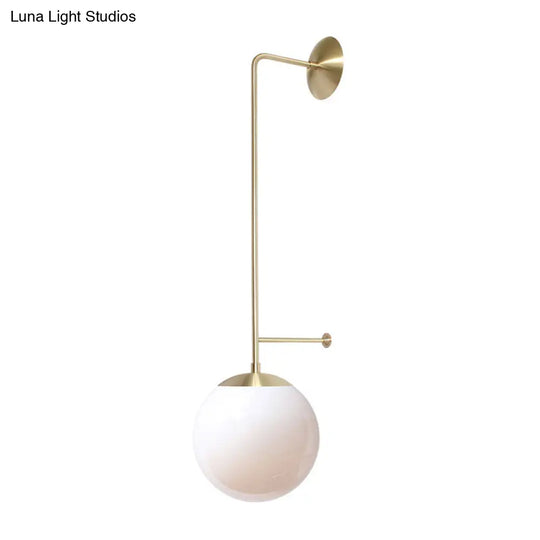 Retro Globe Wall Lamp - 1-Light Clear/White Glass Shade Brass/Black Living Room Sconce Light