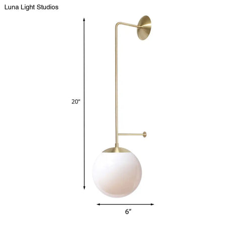 Retro Globe Wall Lamp - 1-Light Clear/White Glass Shade Brass/Black Living Room Sconce Light