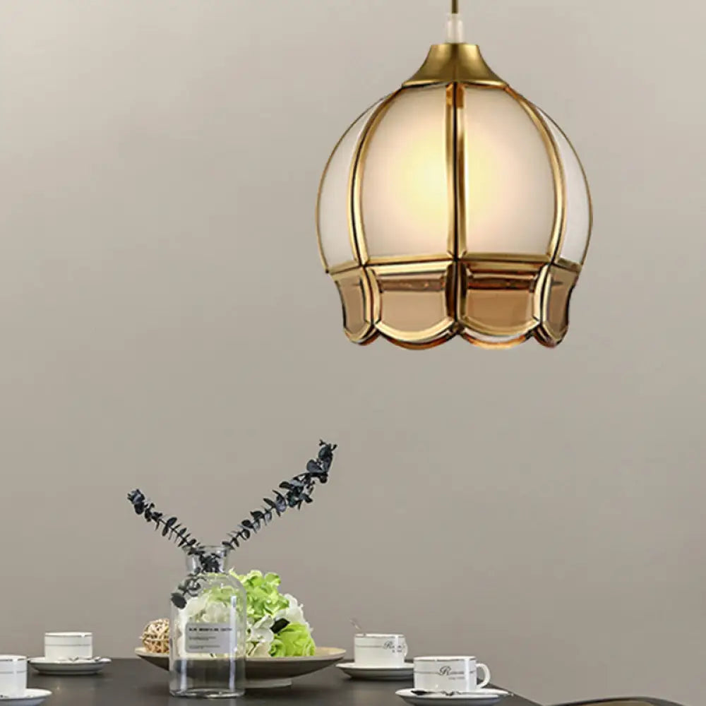 Retro Gold Glass Bud Pendant Ceiling Light