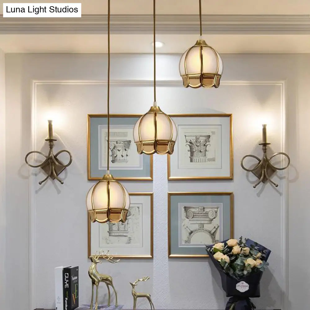 Retro Gold Glass Bud Pendant Ceiling Light