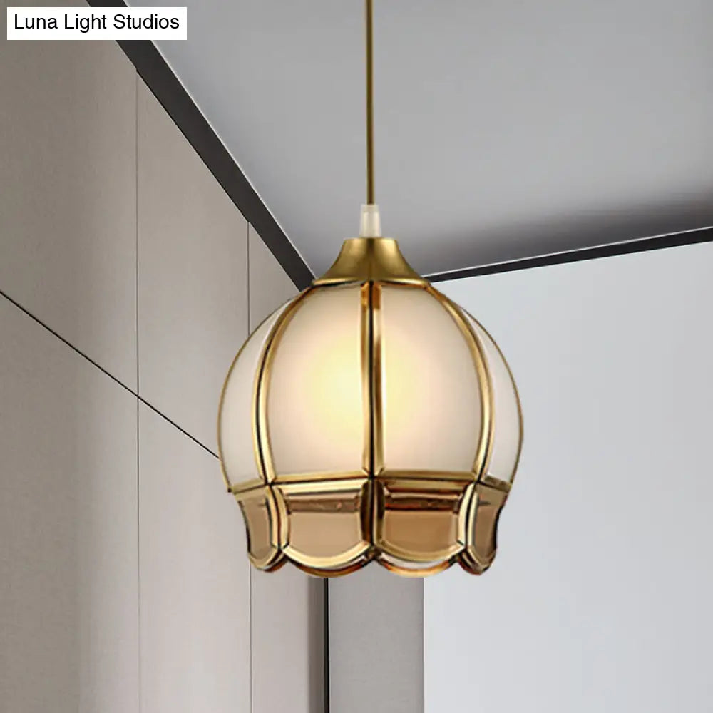 Retro Gold Glass Bud Pendant Ceiling Light