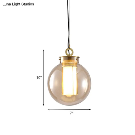 Gold Pendulum Retro Amber Glass Suspension Lamp - 12.5/19 Height