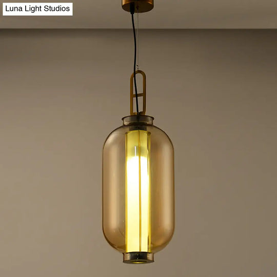 Gold Pendulum Retro Amber Glass Suspension Lamp - 12.5/19 Height / 23.5 B