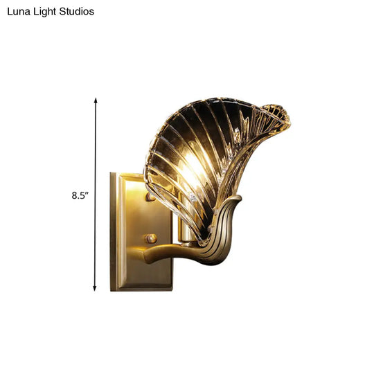 Retro Gold Wall Light With Clear Prismatic Glass For Bedroom