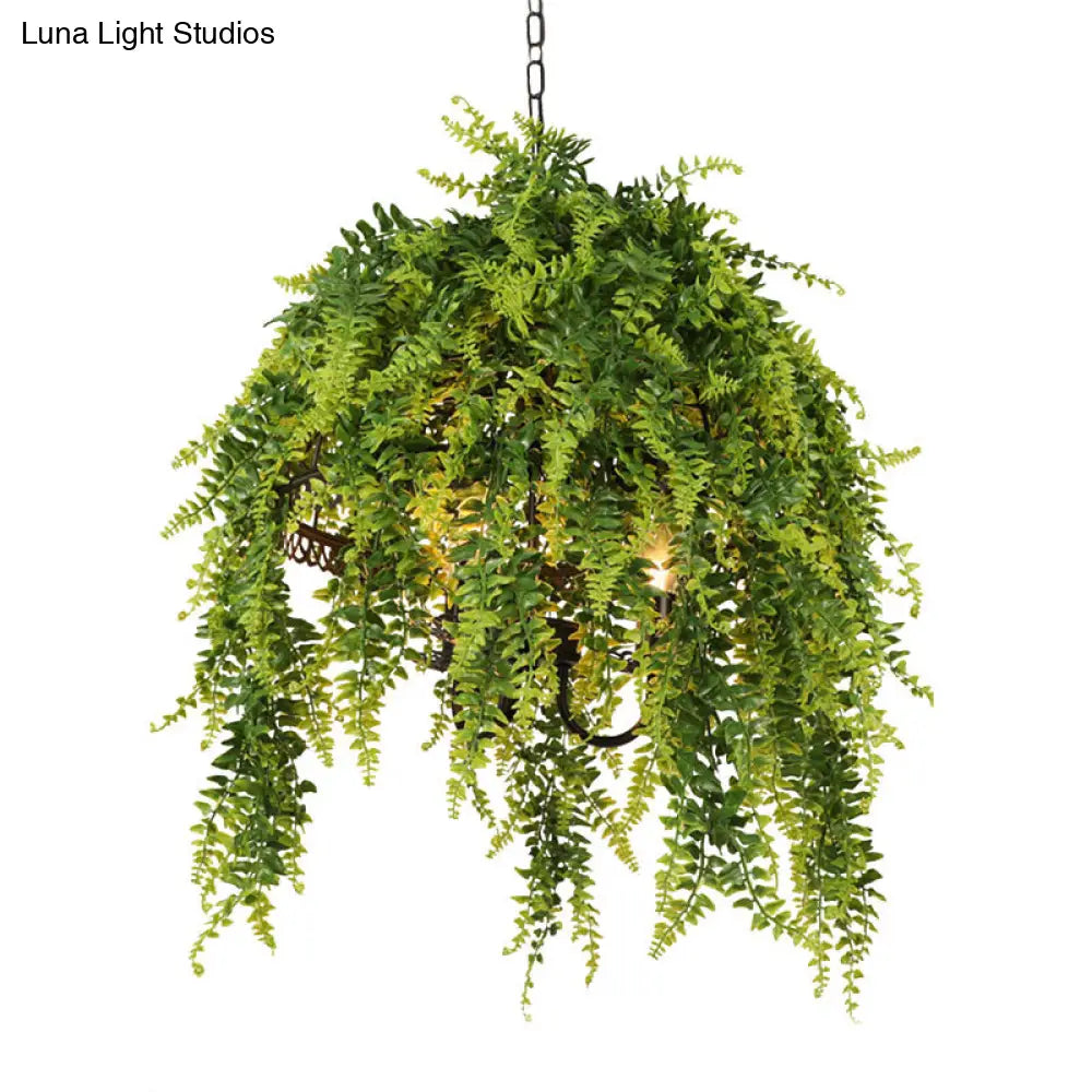 Retro Green Plant Restaurant Chandelier With Led Bulbs