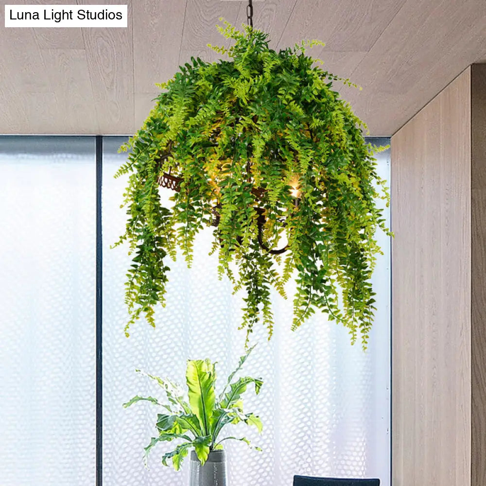 Retro Green Plant Restaurant Chandelier With Led Bulbs