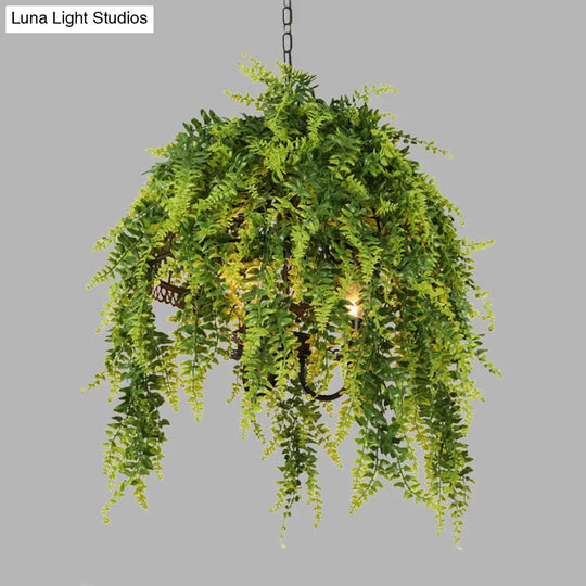 Retro Green Plant Restaurant Chandelier With Led Bulbs