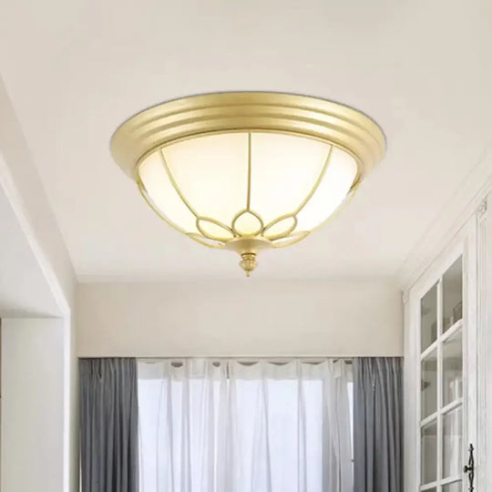 Retro Hemispherical Flush Light With Opal Frosted Glass - Led Mount Ceiling Lamp 6/7/8.5 Sizes