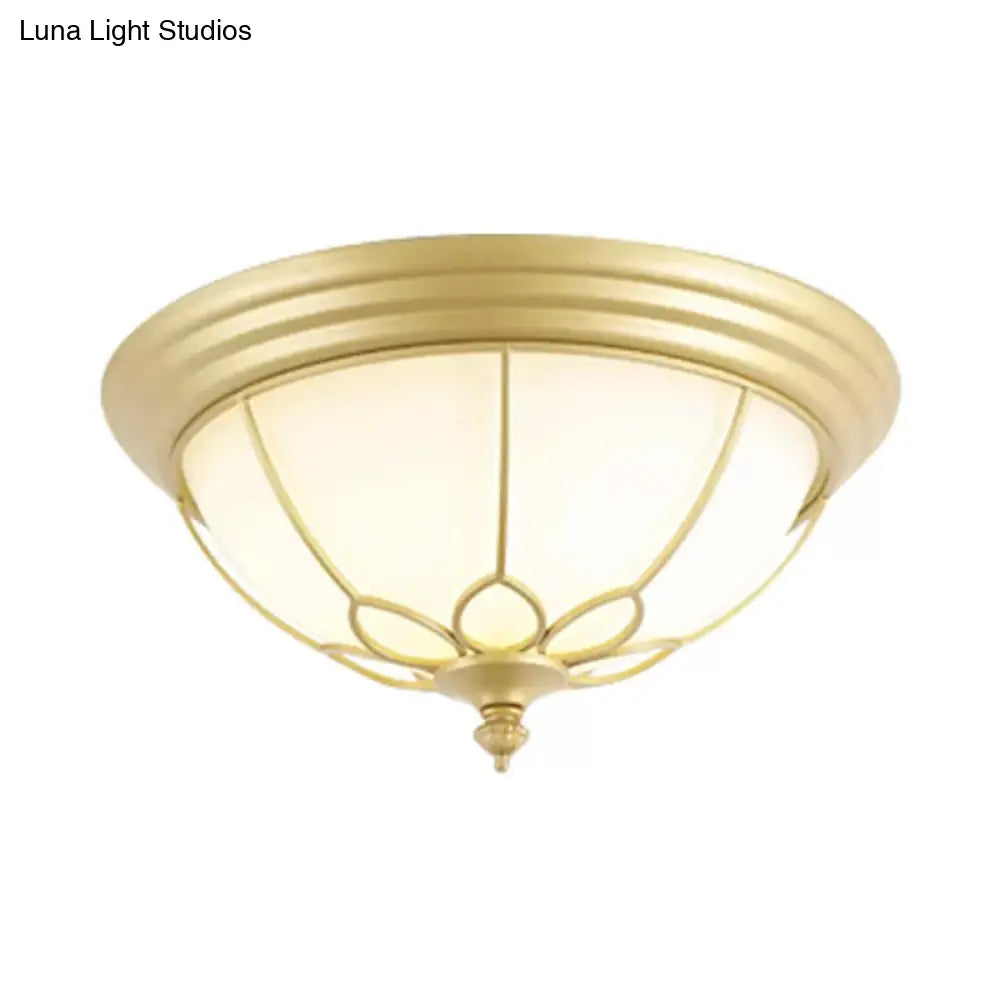 Retro Hemispherical Flush Light With Opal Frosted Glass - Led Mount Ceiling Lamp 6/7/8.5 Sizes