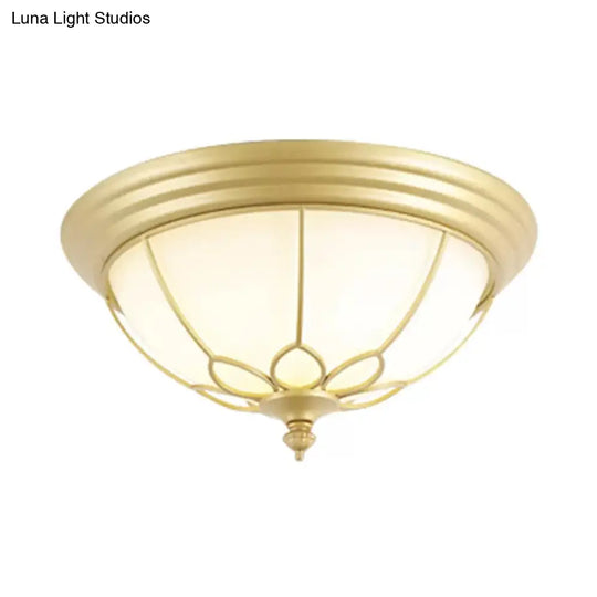 Retro Hemispherical Flush Light With Opal Frosted Glass - Led Mount Ceiling Lamp 6/7/8.5 Sizes