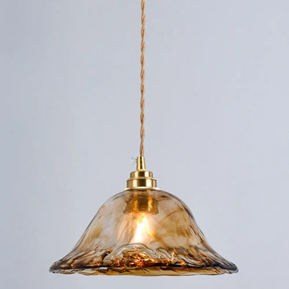 Retro Industrial Amber Alabaster Glass Pendant Lamp - Elegant Lighting For Living Room / 10’