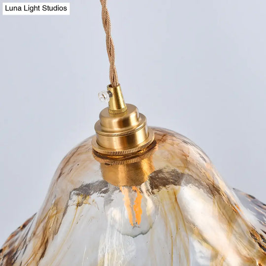 Retro Industrial Amber Alabaster Glass Pendant Lamp - Elegant Lighting For Living Room